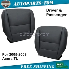 Driver & Passenger Bottom Perf Leather Seat Cover Black Fits 2005-2008 Acura TL