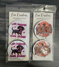 Two Sets of Two Dachshund Neoprene Car Coasters Free Shipping