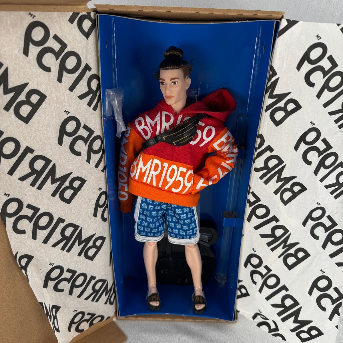 Barbie BMR1959 Ken Fully Poseable Fashion Doll, Bold Logo Hoodie