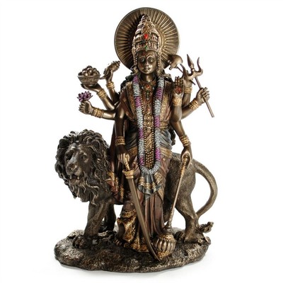 DURGA STATUE 11'' Hindu Divine Mother Goddess HIGH QUALITY Bronze Resin Deity NEW