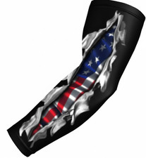 Baseball Football Compression Arm Sleeve USA Flag American Born Patriot Black