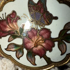 Vtg Cloisonné Butterfly Scarf Clip! Gorgeous! 2” X 1.5”