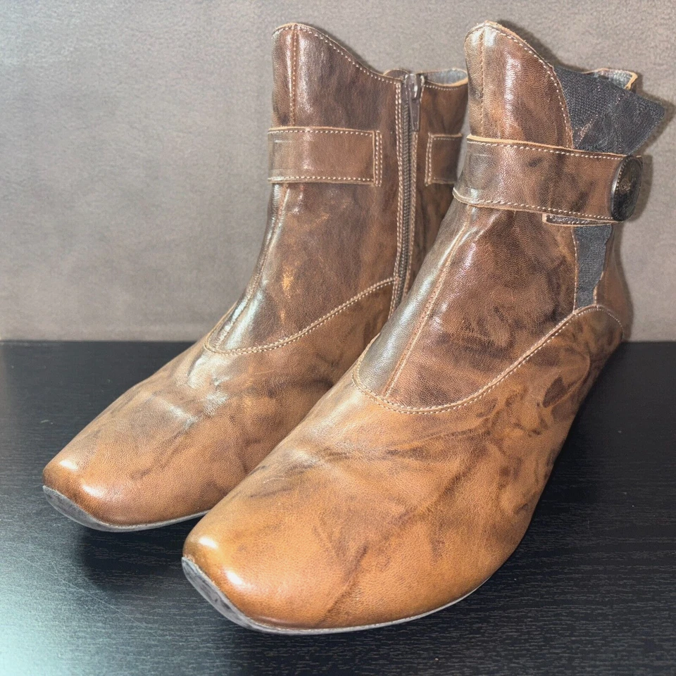 ¡Piensa! Botines de cuero marrón botines zapatos para mujer talla 10 EE. UU. 42 UE Foto 2 de 4