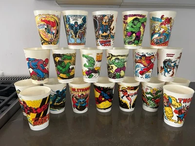 Vintage 1977 Marvel Comics 7-11 Slurpee Cups Lot of 20 No Dups Spider-Man Hulk - Bild 1 von 4