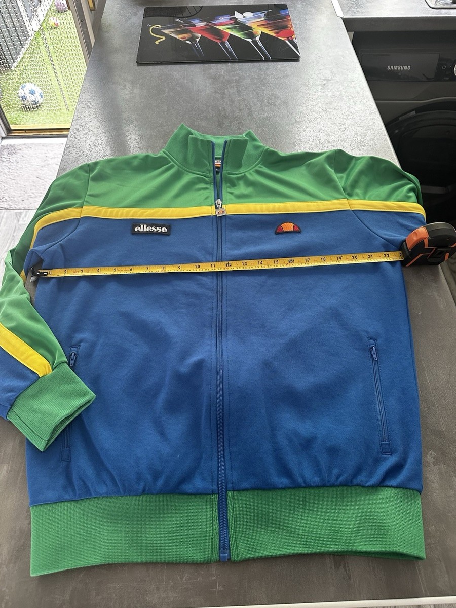 retro ellesse tracksuit top Large Blue Green Yellow Brazil 80s