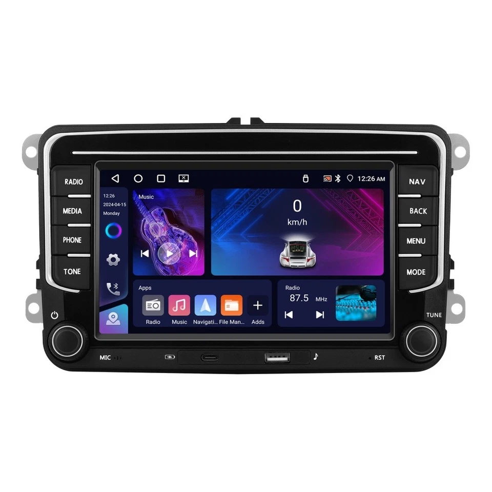 Autoradio 2 DIN 4+64GB Android 15 Carplay GPS WiFi Per VW GOLF 5 6 Polo Passat - Immagine 2 di 4
