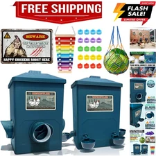 Automatic Port Chicken Feeder and Cup Waterer Set - Chicken Coop Accessories,...