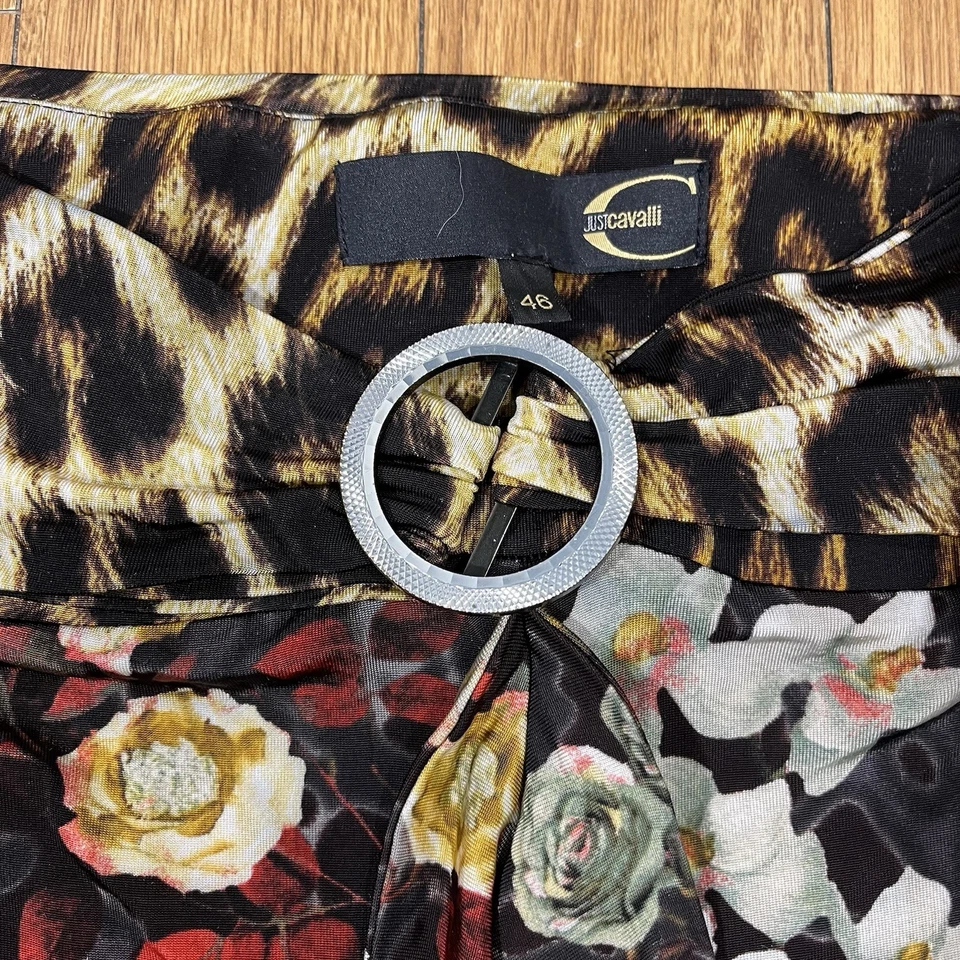 Roberto Cavalli Floral Print Satin Skirt Black/Multi-color M - Bild 4 von 4