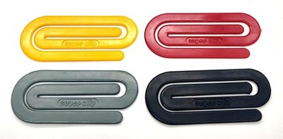Vintage Yellow, Dark Red, Gray, & Black 1980's Super Clip Plastic Paper Clip Lot