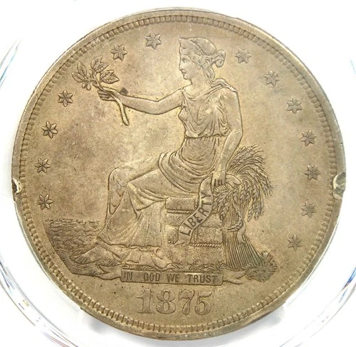 1875 Trade Silver Dollar T$1 - PCGS XF Details (EF) - Rare Philadelphia 1875-P