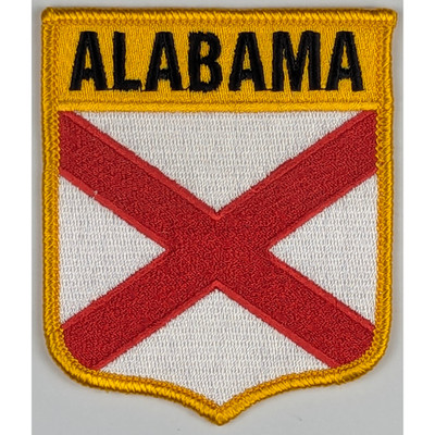 Alabama State Flag Shield Patch - Sew-On - Gold Border