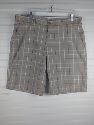 PGA Tour Mens Golf Shorts 36 Tan Plaid Casual Outdoor Casual A-20 - 第 1/6 張圖片
