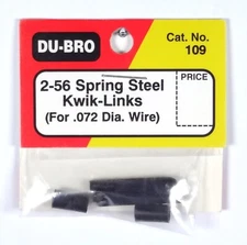 DU-BRO 2-56 SPRING STEEL KWIK-LINKS FOR .072 WIRE ( PACKAGE OF 2 )( CAT. # 109 )