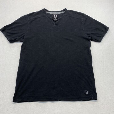 Truth Substance Common Sense Shirt Mens Medium Black Casual V-Neck Cotton