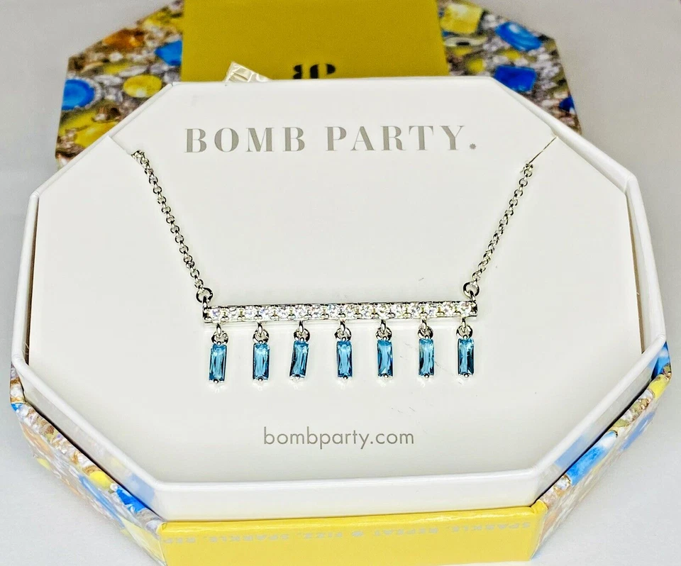 Collar Bomb Party Noviembre Cumpleaños 2023 "Fringed Shimmer" RBP4363 Azul Suizo Foto 2 de 4