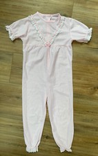 VINTAGE TODDLER BABY GIRL  S PINK BUTTON UP SLEEPER PJ RUFFLE SUPER LIGHT WEIGHT