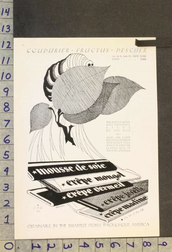 1929 FASHION WOMEN SILKS COUDURIER FRUCTUS DESCHER PARIS BENIGNI ART DECO ADWW24