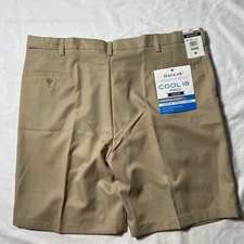 Haggar Cool 18 Pro pleated expandable waist gabardine mens size 42 NWT