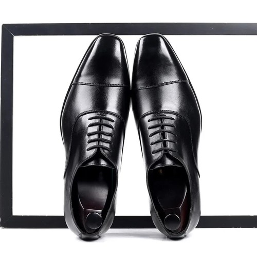 Scarpe eleganti da uomo punta quadrata scarpe da uomo in pelle stile business alla moda slip - Foto 16 di 26