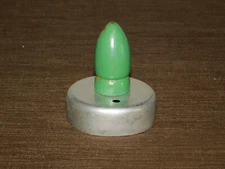 VINTAGE KITCHEN 3" HIGH GREEN WOOD HANDLE ALUMINUM COOKIE BISCUIT CUTTER