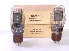 Philco VT-25A Tubes, Matched Pair, NOS Testing, Gold Grids, Extremely Rare