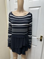 Mint Velvet Stripe Woven Wrap Detail Knit Jumper Size 12