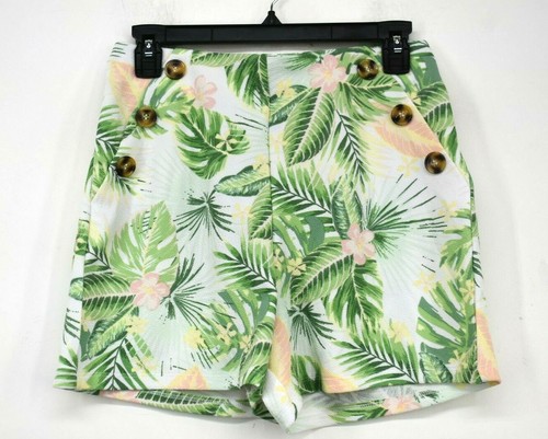 Planet Gold Womens Green Palm Print 