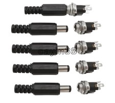 DC Power Supply Plug Connector  Female Metal Panel Mount Socket Jack 5.5x2.1mm