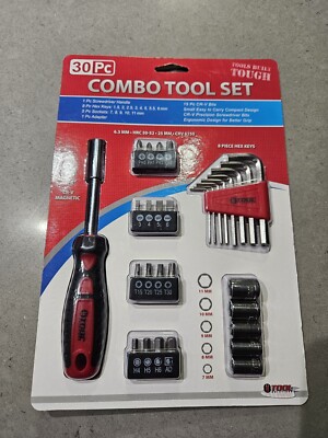 Screwdriver Set, 30-Piece Hex Key Socket Adapter CR-V Combo Tool Kit New 