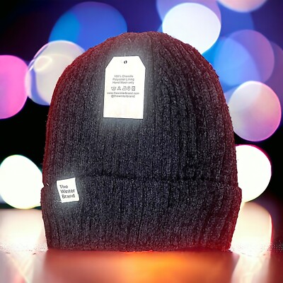 The Winter Brand Chenille Beanie Dark Navy Black Marled Knit NWT The Winter Brand Navy Chenille Beanie Hat NWT | eBay main image 4
