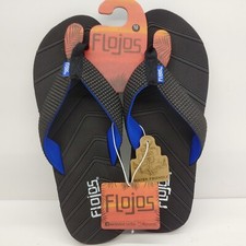 Flojos Liam Flip Flop Thong Water Friendly Mens Size 10 Black/Blue Textured