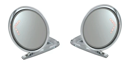 NEW 1965-1966 Ford Mustang Outside Mirrors Chrome with LED Turn Signal Arrow Set