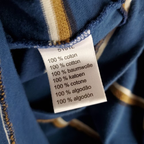 LACOSTE Size Medium Mens Polo Shirt Blue/Gold/White Stripes Cotton Short Sleeve - Picture 11 of 11