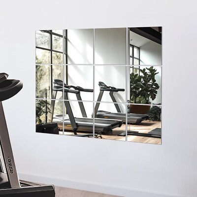 12 Inch X 12Pcs Wall Mounted Gym Mirrors Mirror Glass for Home Gym Mirror  Tiles