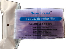 100 2 x 2 Guardhouse Standard Unplasticized Coin Flips Double Pocket Holders