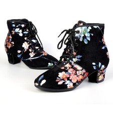 Women's Mid Heel High Top Soft Sole National Standard Dance Shoes Lace Up