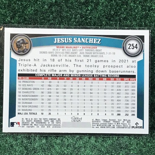 Jesus Sanchez 2021 Topps Archives Rookie Card 254 RC Miami Marlins MLB