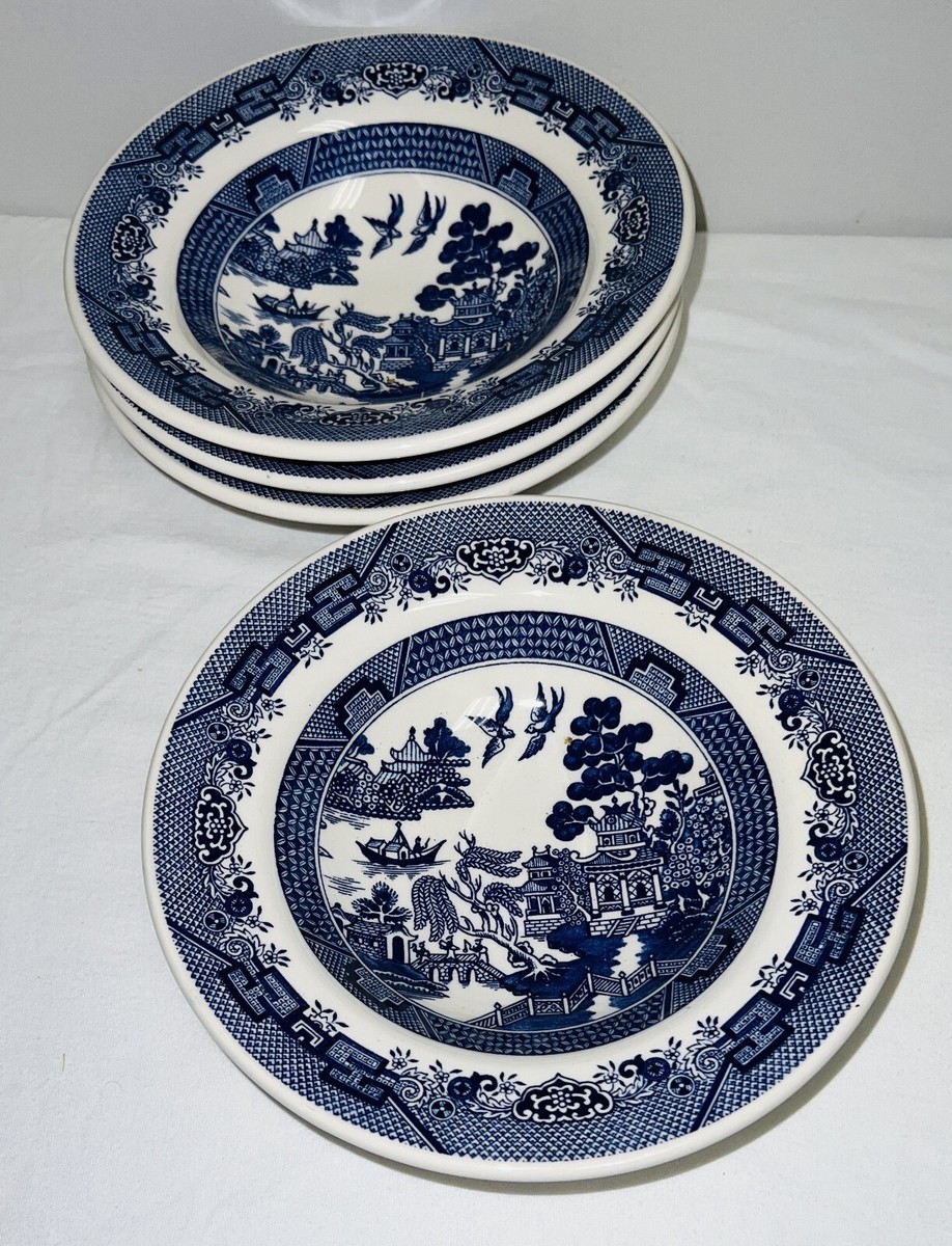 4 Brazil Oxford BLUE WILLOW RESTAURANT WARE 7 1/4
