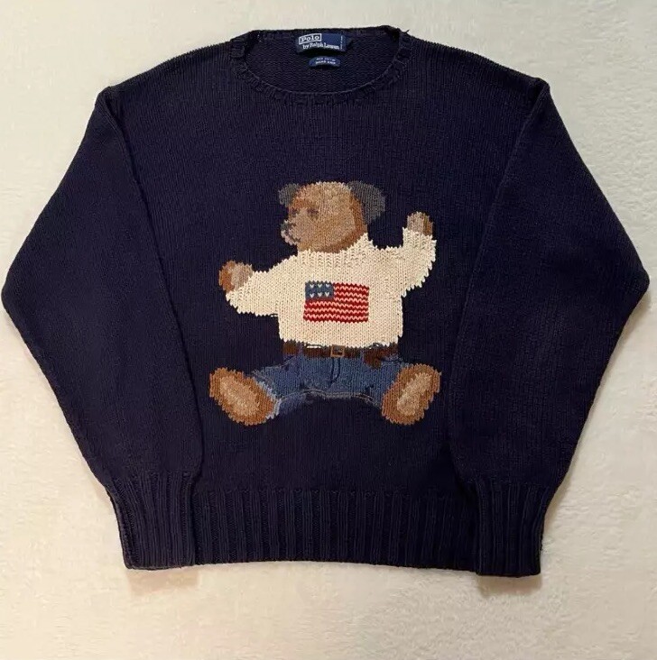 90's Vintage Polo Ralph Lauren Men's Polo Bear Sweater 90's Vintage Polo Ralph Lauren Men's Polo Bear Sweater