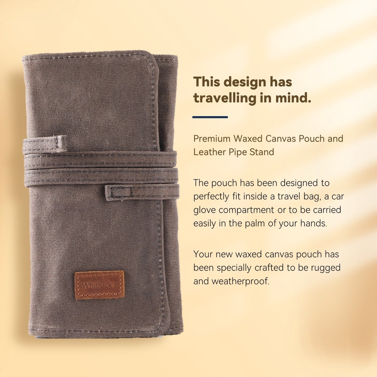 canvas tobacco pouch Waxed Canvas Tobacco Smoking Pipe Pouch with Leather Pipe Stand Travel Pipe  Case