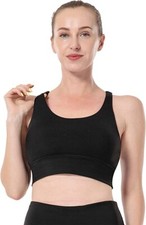 Sports Bra for Women Stretch Long Medium Line Support Yoga Bras w/Removable Pads