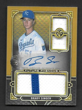 2022 Topps Triple Threads Phenoms Auto Relic Brady Singer Royals, Gold #13/35
