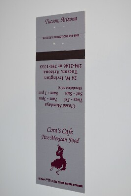 Cora's Cafe Tucson Arizona 20 Rear Strike Matchbook Cover