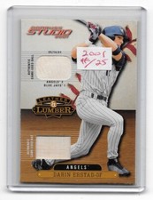 2001 Studio Leather & Lumber Darin Erstad Game Used Bat & Ball 23/25 Card #LL-27