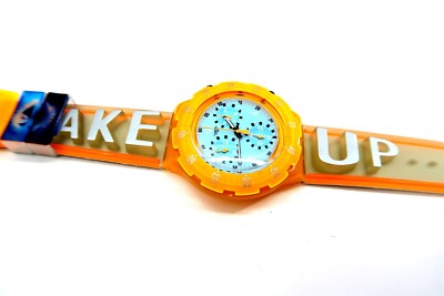 Swatch Aqua Chrono Watch WAKE UP SBZ104 by Spike Lee Box Set AS-IS