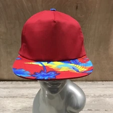 Vintage Floral Hawaiian Red Snapback Hat Cap San Sun