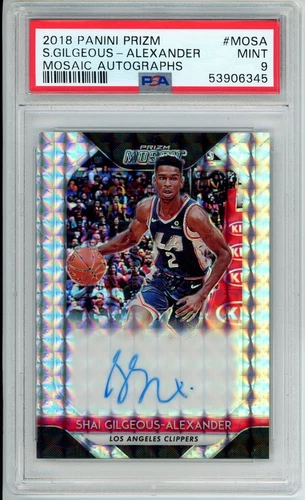 2018-19 PANINI PRIZM SHAI GILGEOUS ALEXANDER MOSAIC ROOKIE AUTO PSA 9 MINT F68