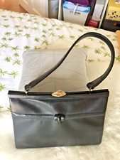 Vintage 1950's / 60's Black Leather Exclusive Waldybag Handbag Overarm Elbow Bag