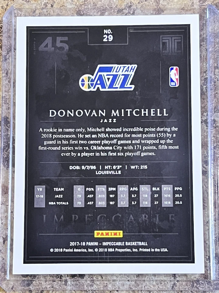КАРТОЧКА ДЕБЮТАНТА ДОНОВАНА МИТЧЕЛЛА 2017 Panini БЕЗУПРЕЧНАЯ NO/99 SUPERSTAR CAVALIERS - Изображение 3 из 3