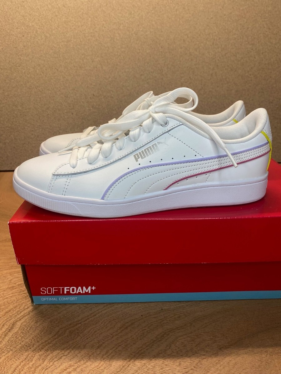 Puma Women's Soft Foam Vikky V2 Low Top Lace Up Leather Sneakers US 9 White  | eBay
